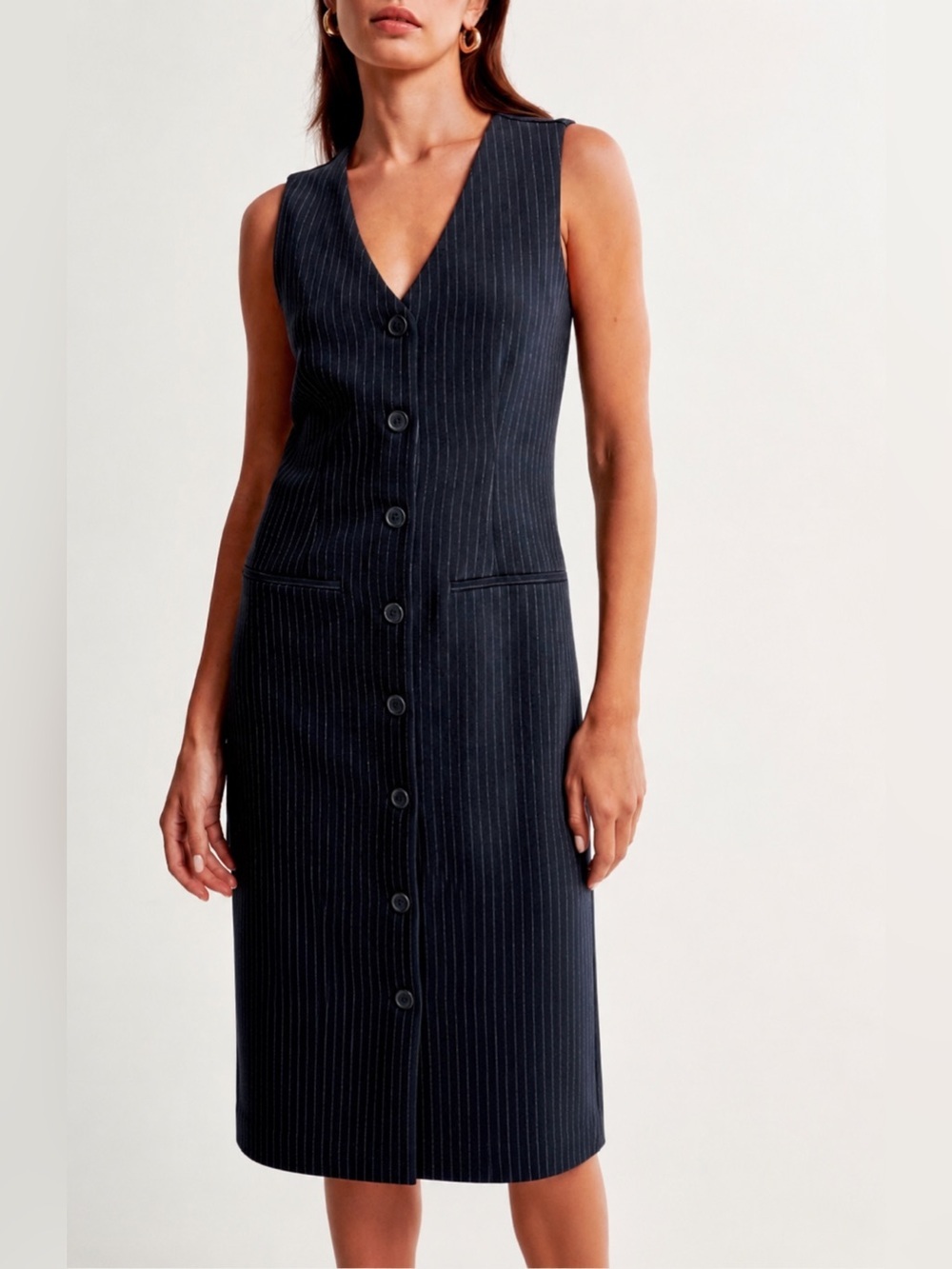 Abercrombie & Fitch NWT navy pinstripe midi dress, XSP